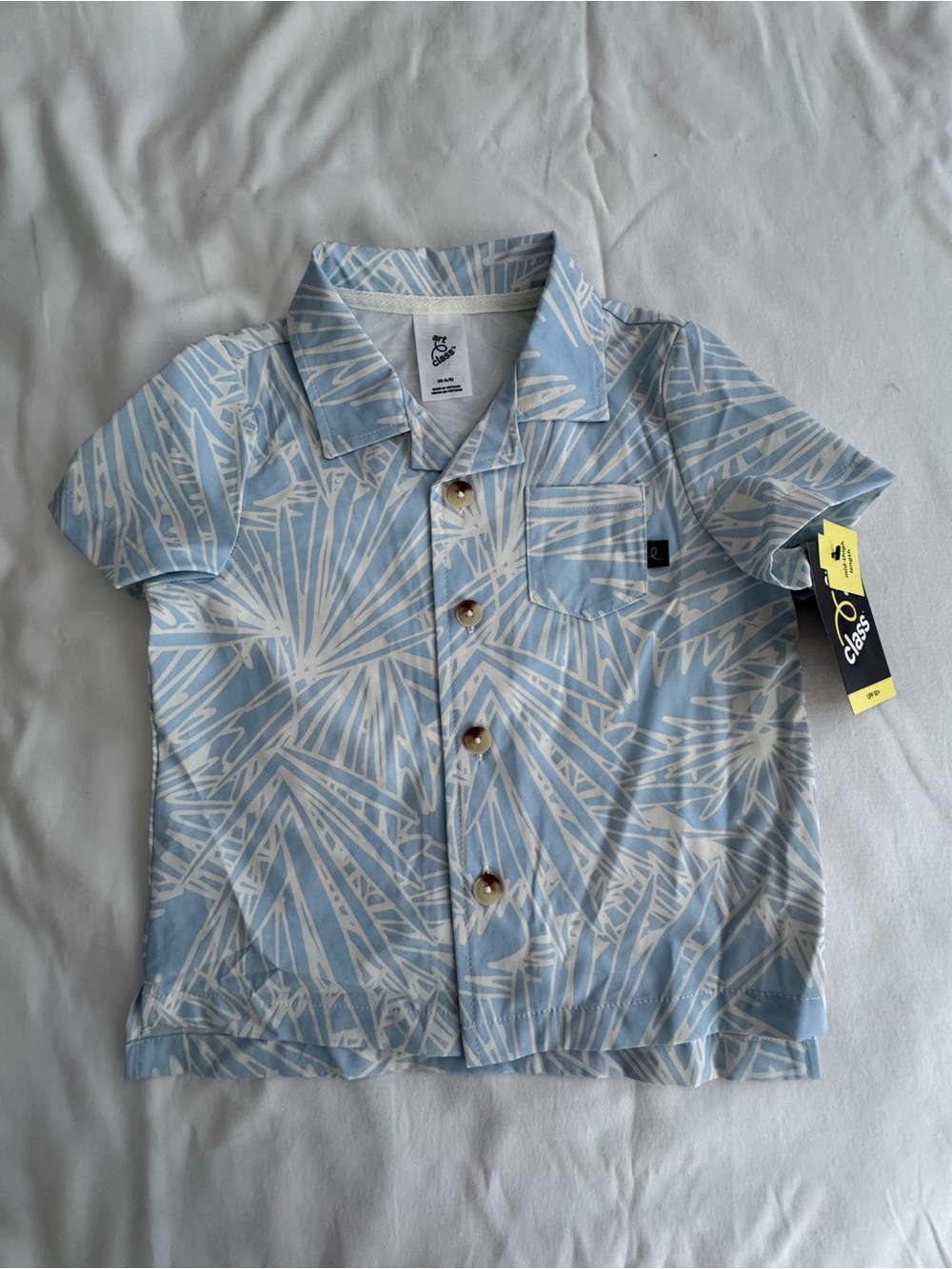 art class Light Blue and White Palm Print Button-Down Shirt